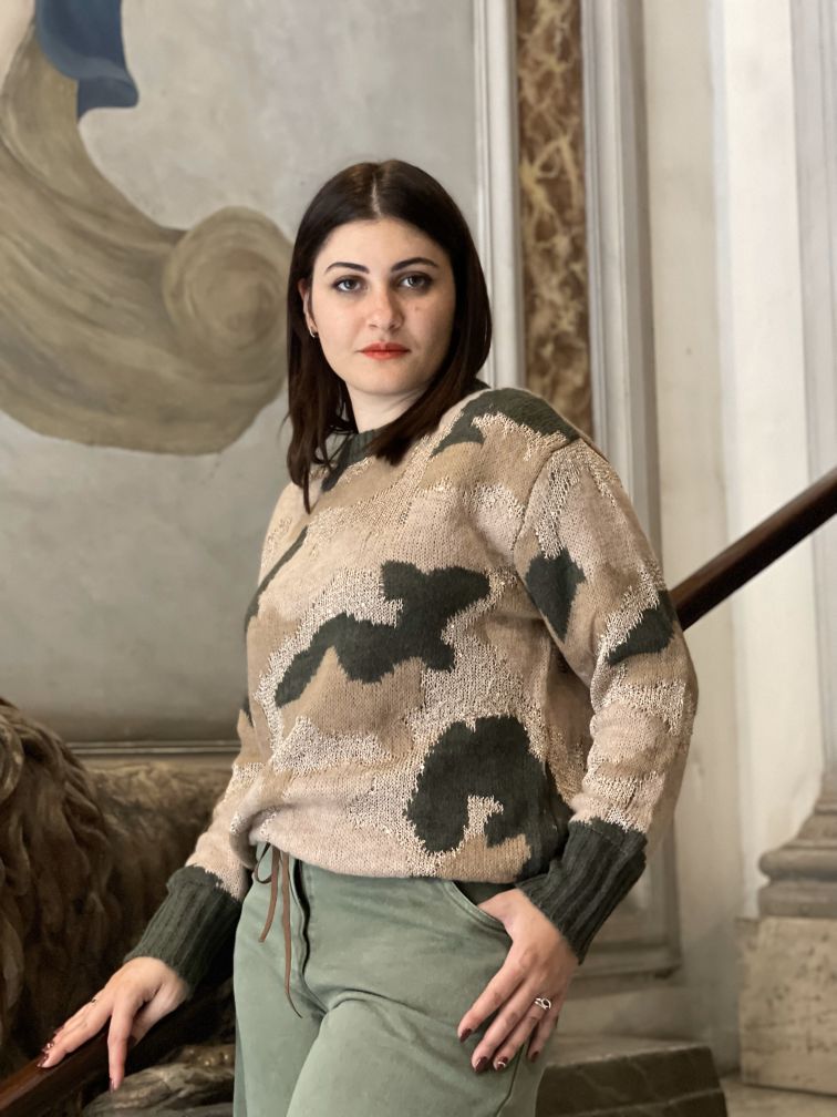 D’elle – Maglia Fantasia Mimetica Colore: verde, beige