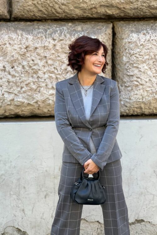 Rebeka Ross – Giacca Grigio Fantasia a Quadri