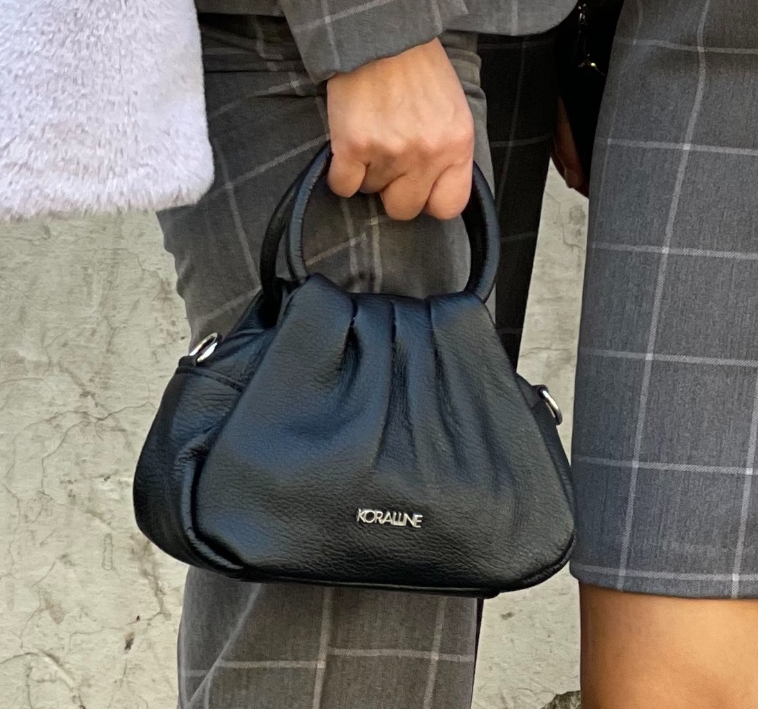 Koralline - Pochette Pelle Nera con Tracolla