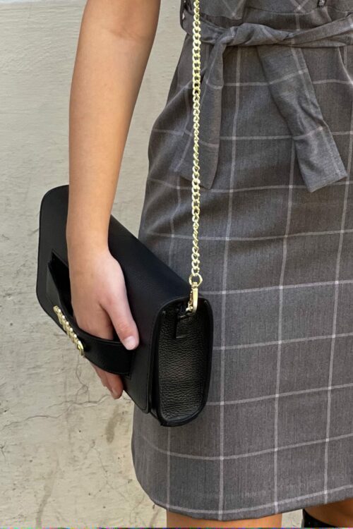 Koralline – Pochette Pelle Nera con Tracolla